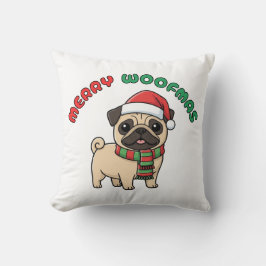 Almofada Travesseiro de Natal Pug: Feliz Woofmas