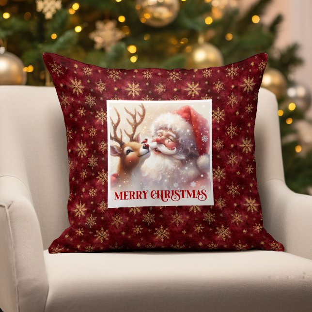Almofada Travesseiro de Natal Santa Rudolph Design Clássico (Santa Rudolph Christmas Pillow Cute Classic Design)