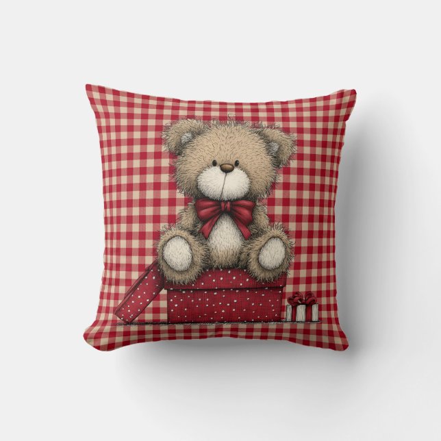 Almofada Travesseiro de Natal Urso de Pelúcia (Frente)