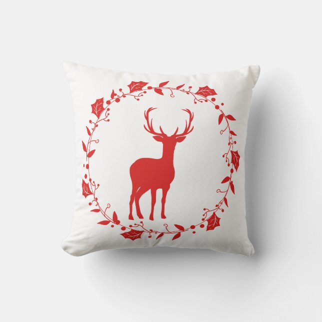 Almofada Travesseiro de Natal Vermelho e Branco Cabeça de S (Frente)