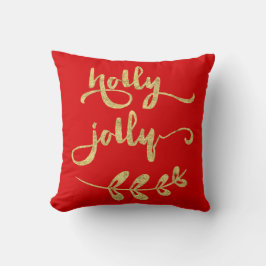 Almofada Travesseiro de Natal Vermelho e Dourado Holly Joll