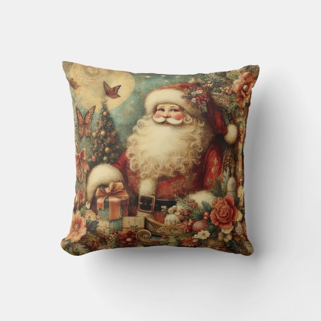 Almofada Travesseiro de Natal Vintage Santa Claus (Frente)