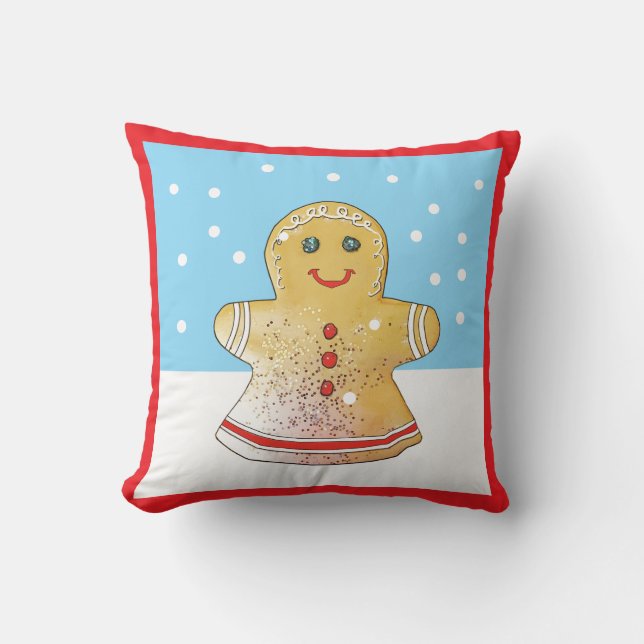 Almofada Travesseiro de Neve Quadrado Gingerpão Rapariga (Frente)