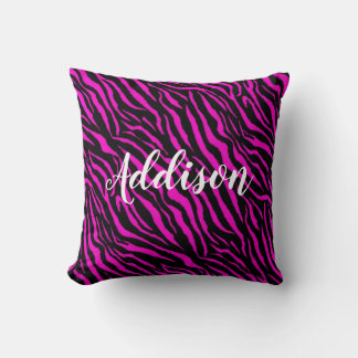 Almofada Travesseiro de Nome com Estampa de Zebra Rosa Quen