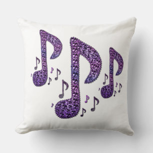Almofada Travesseiro de Notas de Música Roxo Sparkle