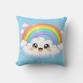 Almofada Travesseiro de Nuvem e Arco-íris Feliz Kawaii