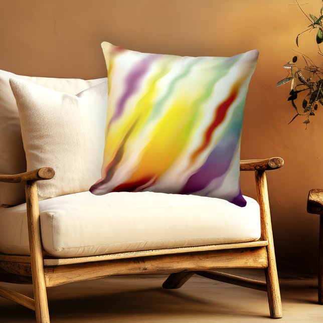 Almofada Travesseiro de Padrão de Abstrato de Fluxo Colorid (Modern design pillow featuring a playful colorful abstract flow painting.)