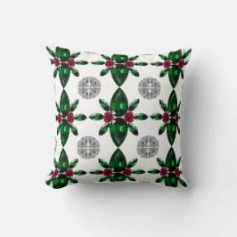 Almofada Travesseiro de Padrão de Gemstone Verde e Vermelho