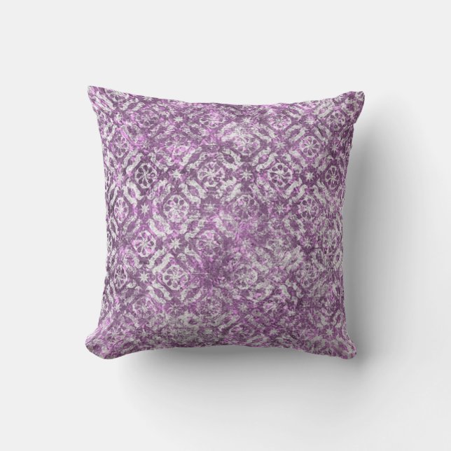 Almofada Travesseiro de padrão roxo e branco (Frente)