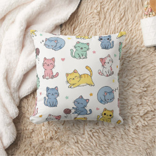 Almofada Travesseiro de Padrões de Cartoon de Cat Kawaii