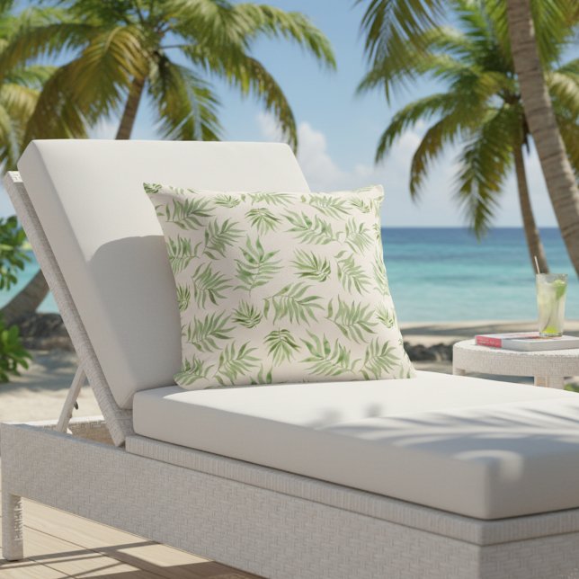 Almofada Travesseiro de Palma Tropical Exterior - bege Verd (Tropical palm outdoor pillow! 🌴)