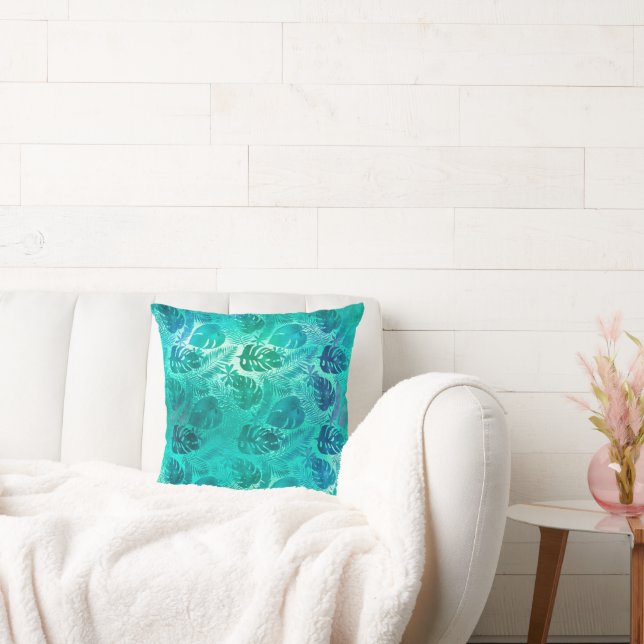 Almofada Travesseiro DE PALMA TROPICAL VERDE BRILHO (Sofá)