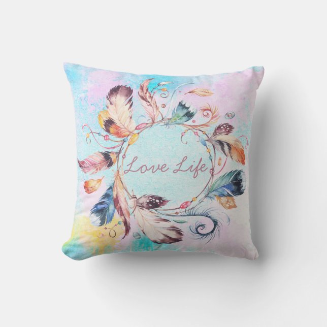 Almofada Travesseiro de pena de Aquarela (Frente)