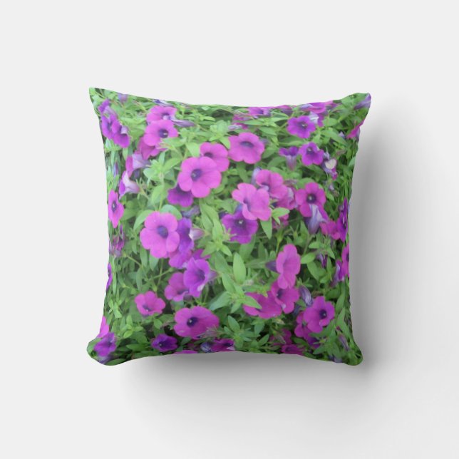 Almofada Travesseiro de Petunias Roxo (Frente)