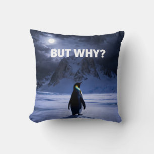 Almofada Travesseiro de Pinguim Engraçado MAS POR QUÊ
