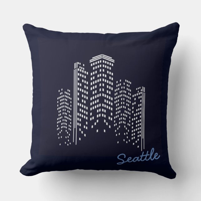 Almofada Travesseiro de Poliéster da Silhueta de Seattle (Frente)