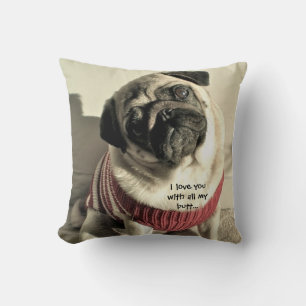 Almofada Travesseiro de Pug Humorístico