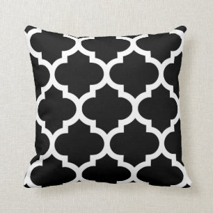 Almofada Travesseiro de Quatrefoil em preto e branco