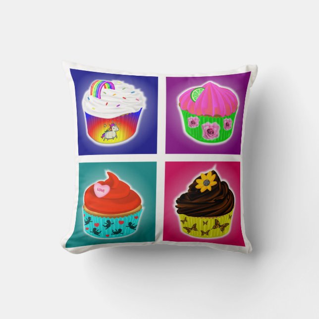 Almofada Travesseiro de Quatro Cupcakes (Frente)