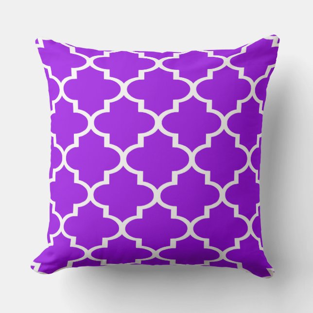 Almofada Travesseiro de Renda Quatrefoil Roxo Branco (Frente)