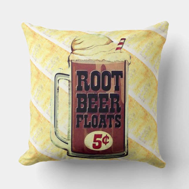 Almofada Travesseiro de Root Beer Float ao Antigo Modo (Frente)