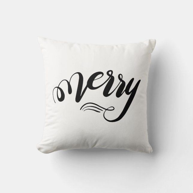 Almofada travesseiro de script de folhas e feliz (Frente)