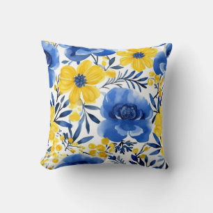 Almofada Travesseiro de Sonho Floral Azul e Amarelo