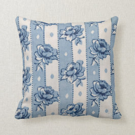Almofada Travesseiro de Tema Floral Clássico Azul de Marfim