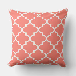 Almofada Travesseiro de Treliça Quatrefoil Branco Coral