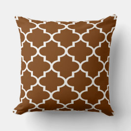 Almofada Travesseiro de Treliça Quatrefoil Marrom Branco