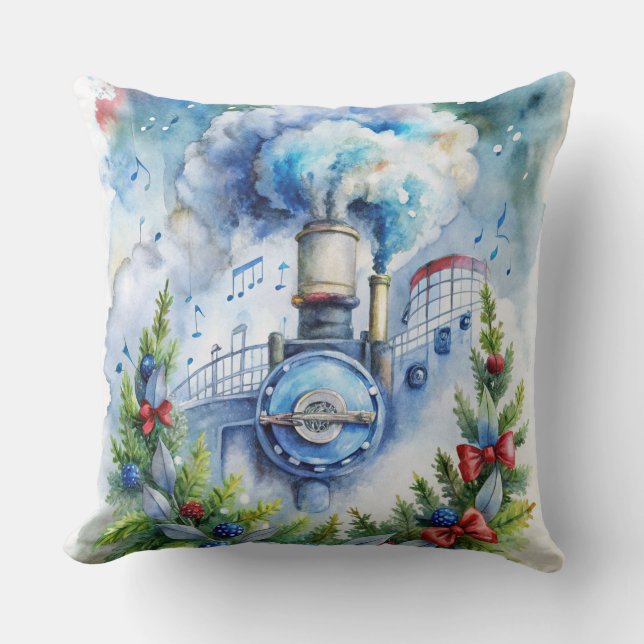 Almofada Travesseiro de trem de Natal mágico - inverno de V (Frente)