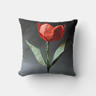 Almofada Travesseiro de Tulipas Vermelhas Estilizadas