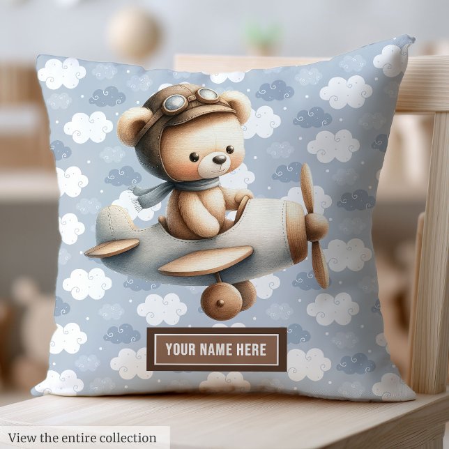 Almofada Travesseiro de Urso de Teddy Personalizado para o  (Custom Teddy Bear Pillow for Baby Boy Nursery)