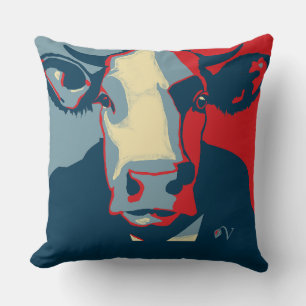 Almofada Travesseiro de Vaca de Pop Azul Vermelho