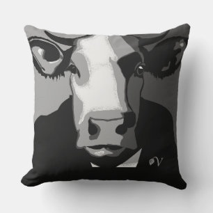 Almofada Travesseiro de Vaca de Pop preto e branco