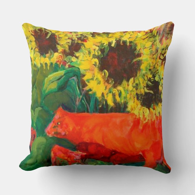 Almofada travesseiro DE VACAS VERMELHAS DE 20X20 ALGODÕES (Frente)