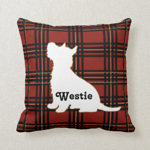 Almofada Travesseiro de Westie do Tartan