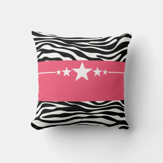 Almofada Travesseiro de Zebra Sassy Star Rosa (Frente)