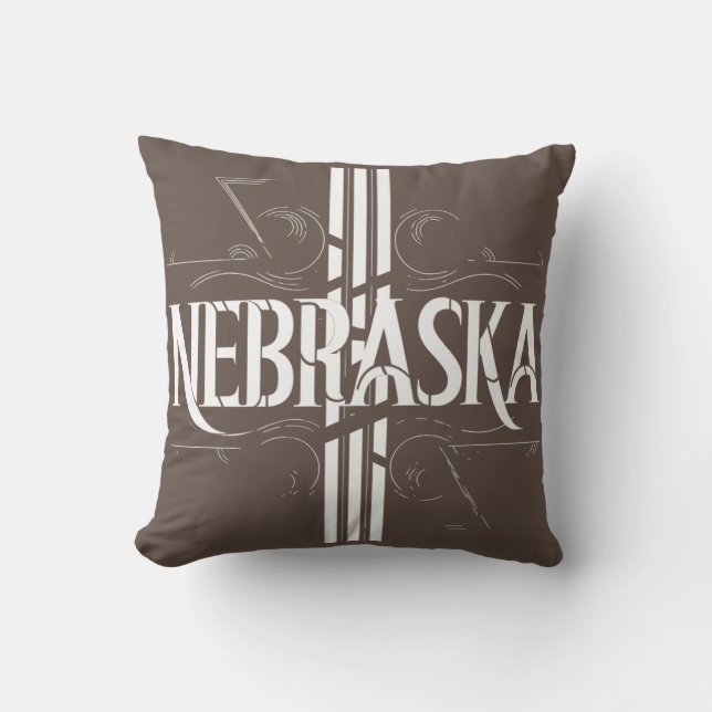 Almofada Travesseiro decorativo 16x16 Art Deco do Nebraska (Frente)