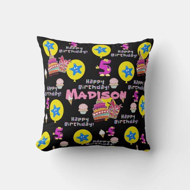 Almofada Travesseiro decorativo #5 Feliz 5 de Aniversário N (Frente)