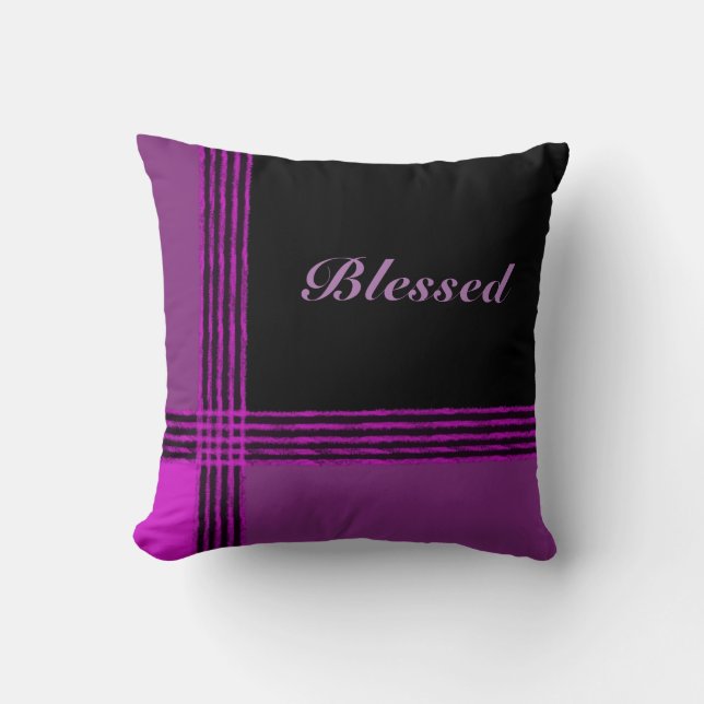 Almofada Travesseiro decorativo Abençoado Púrpura e Preta (Frente)