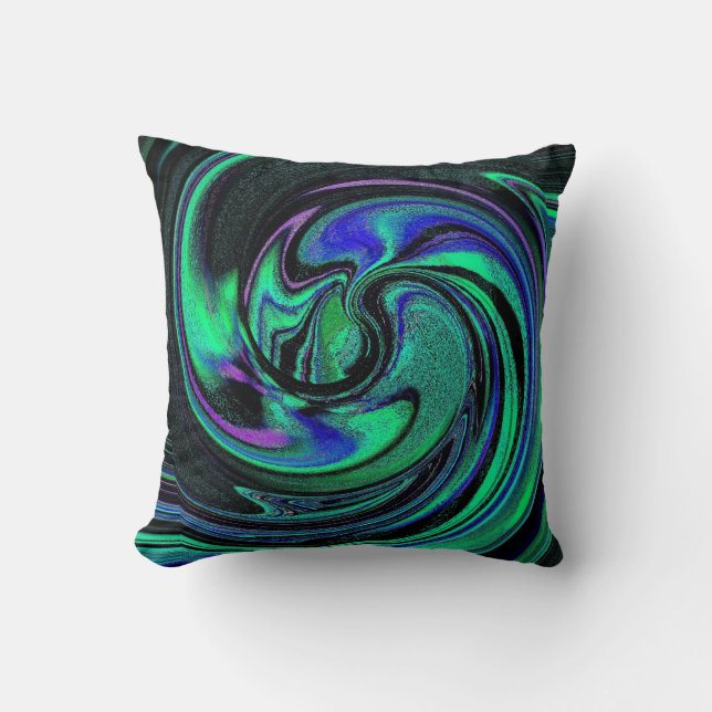 Almofada Travesseiro decorativo abstrato Aqua Swirls (Frente)
