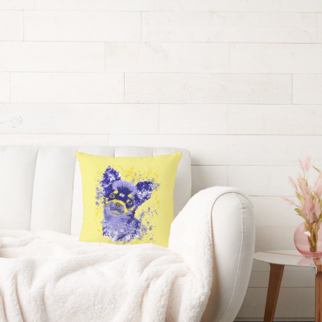 Almofada Travesseiro decorativo Abstrato Azul Chihuahua (Sofá)