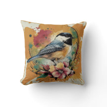Travesseiro decorativo abstrato Chickadee Watercol