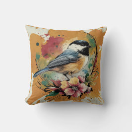 Almofada Travesseiro decorativo abstrato Chickadee Watercol