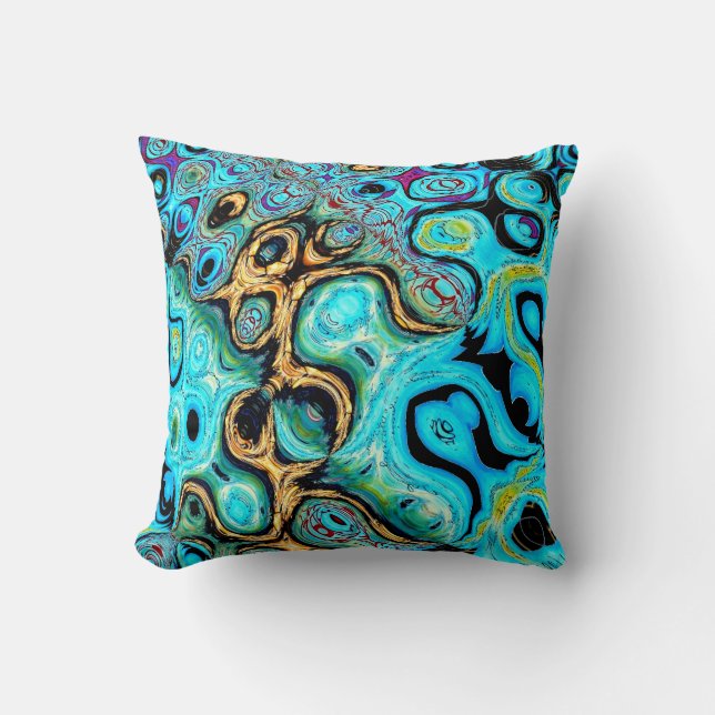 Almofada Travesseiro decorativo Abstrato de régua azul teal (Frente)