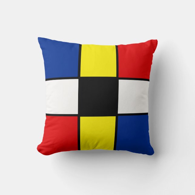 Almofada Travesseiro decorativo abstrato Mondrian Style Squ (Frente)