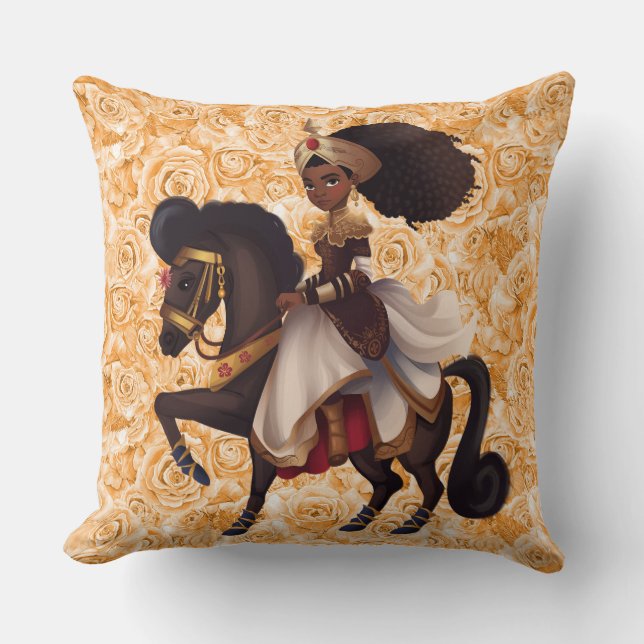 Almofada Travesseiro decorativo Africano Equestrian Princes (Frente)