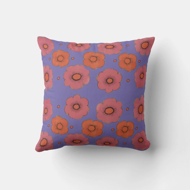 Almofada Travesseiro decorativo Afro Poppies (Verso)
