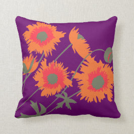 Almofada Travesseiro decorativo alaranjado, verde e roxo da